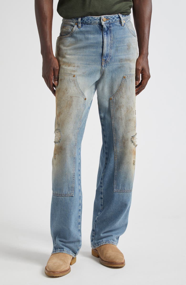 Golden Goose Journey Distressed Sandwashed Carpenter Jeans, Main, color, Light Blue