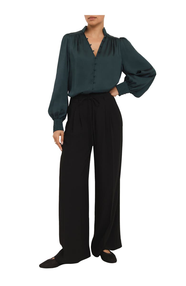 MINT VELVET Satin Long Sleeve Blouse, Alternate, color, Green