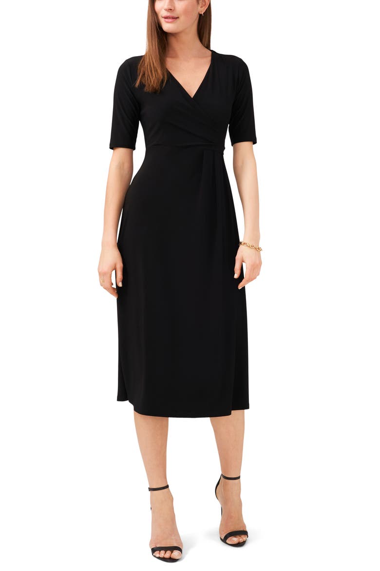 V-Neck Dress, Main, color, BLACK