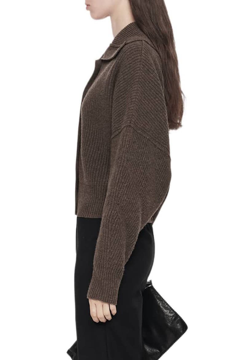 Caron Wool Cardigan, Alternate, color, MOLE BROWN
