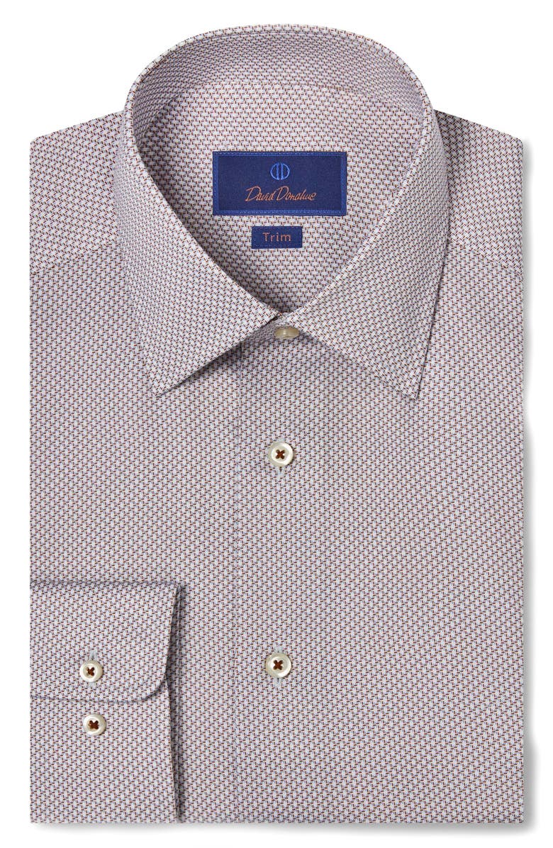 David Donahue Trim Fit Micro Print Dress Shirt, Main, color,
