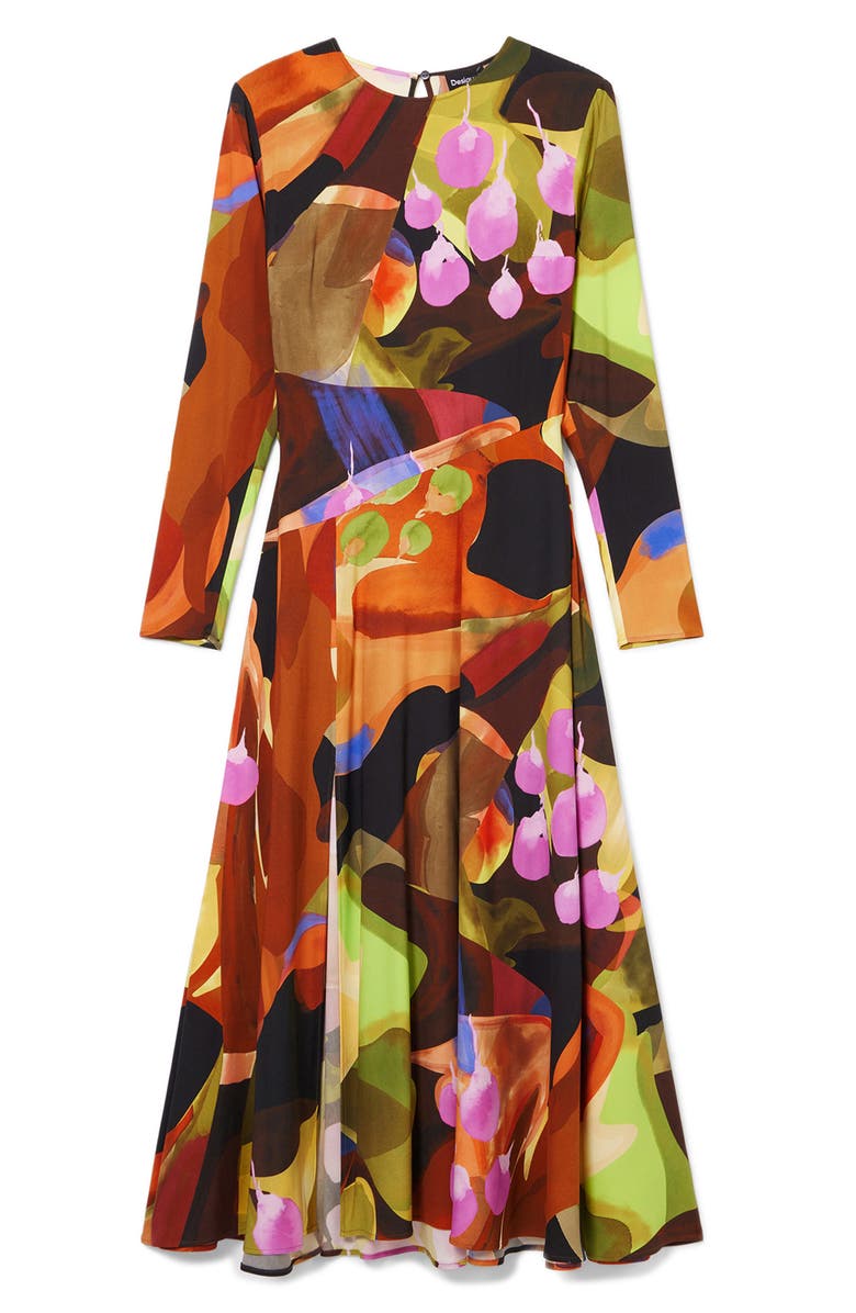 Desigual Abstract Print Long Sleeve A-Line Dress, Alternate, color,