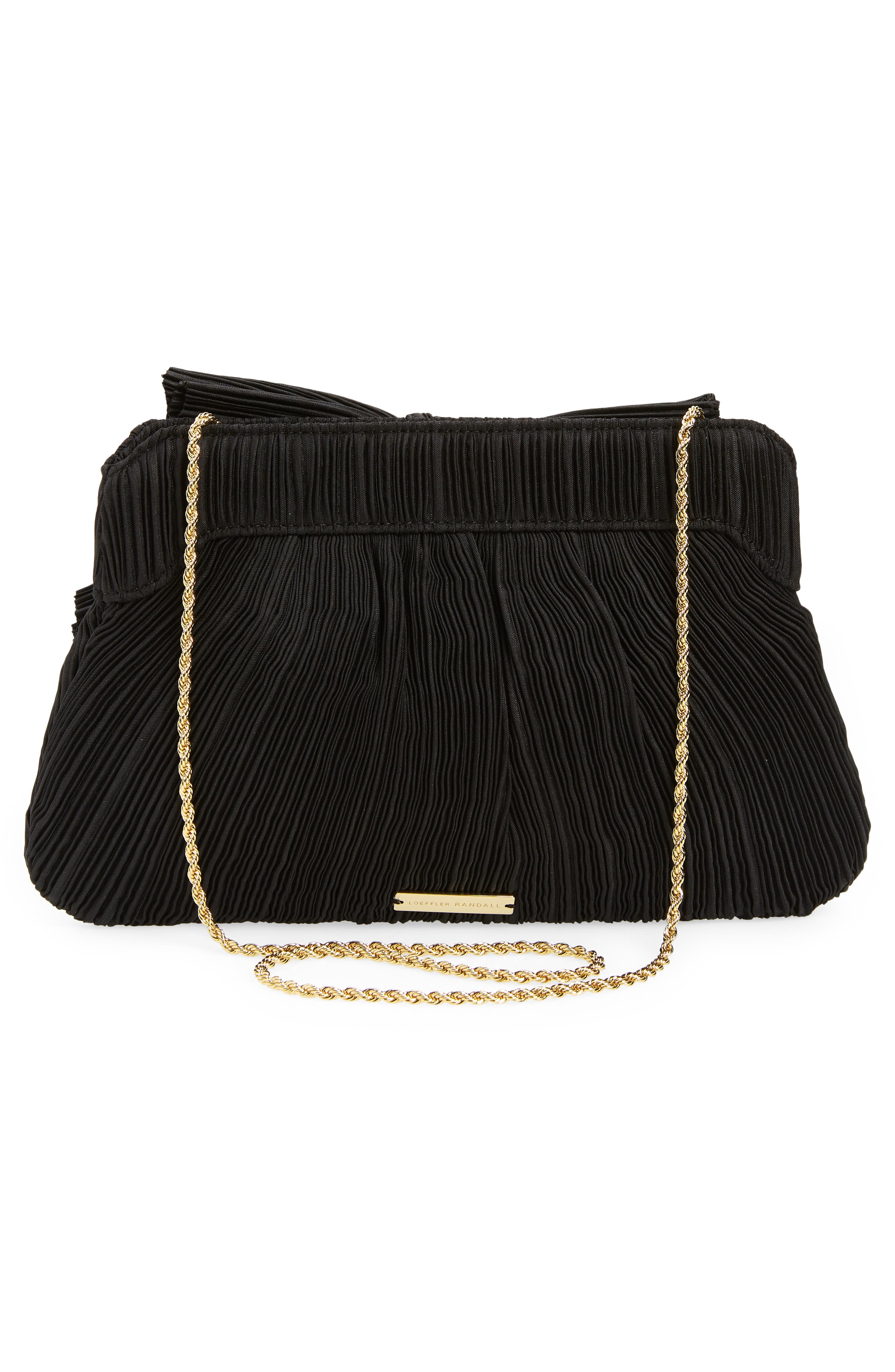 Loeffler Randall Rayne Plissé Clutch, Alternate, color, Black