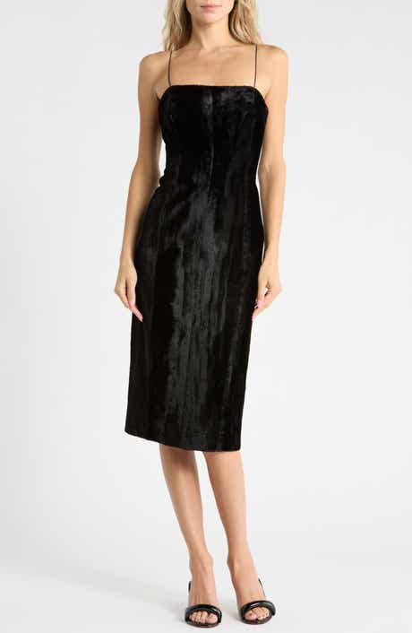 Pony Faux Calf Hair Midi Dress