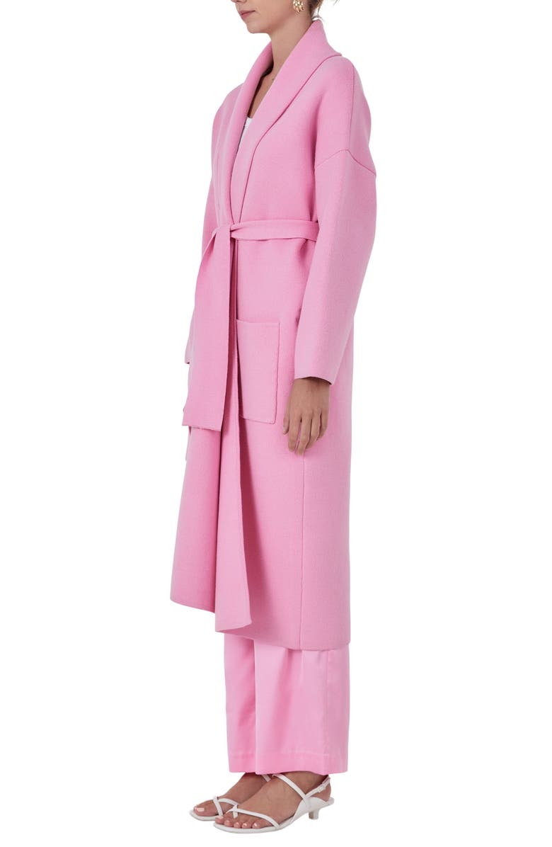 Endless Rose Longline Tie Belt Cardigan, Alternate, color, Pink