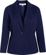 KASPER One-Button Seamed Waist Blazer