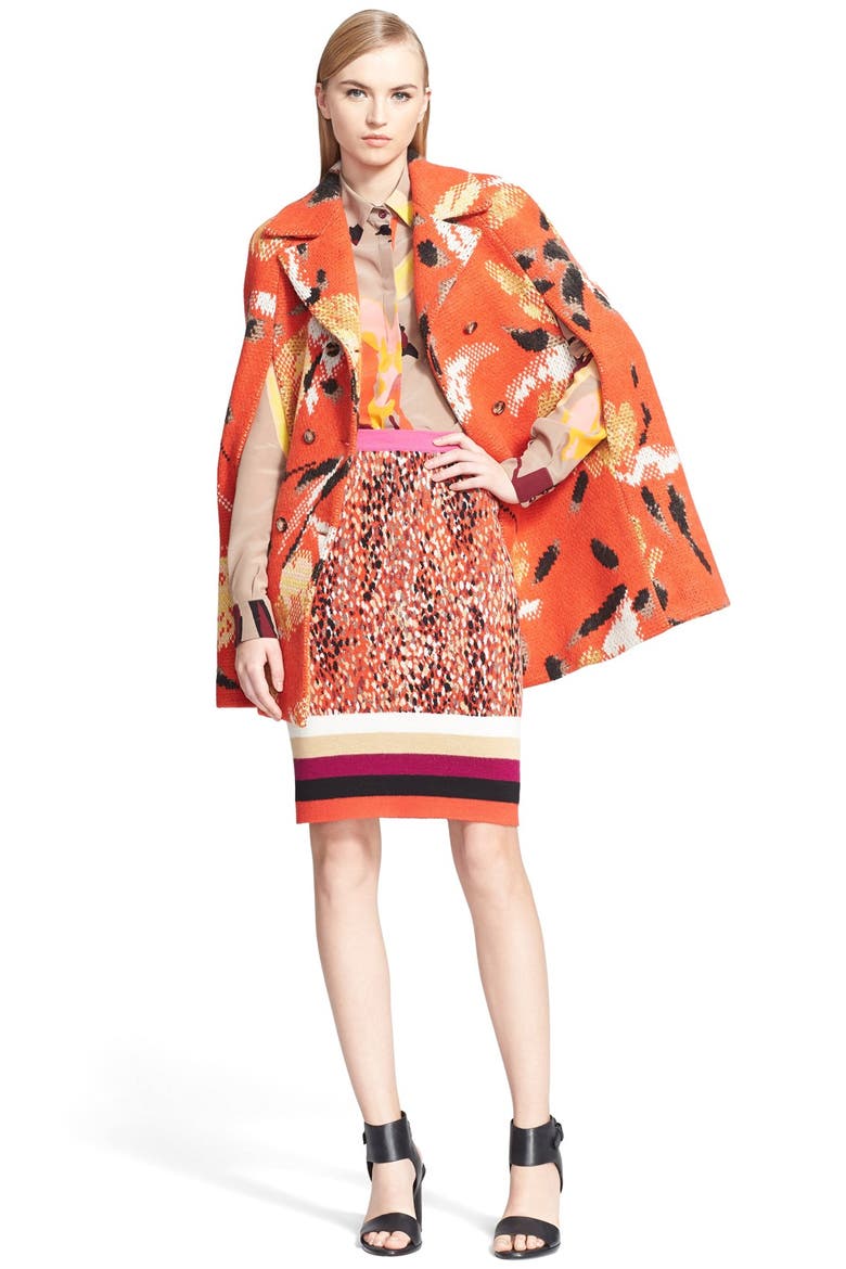 Abstract Print Long Sleeve Silk Blouse, Alternate, color, BIEGE MULTI
