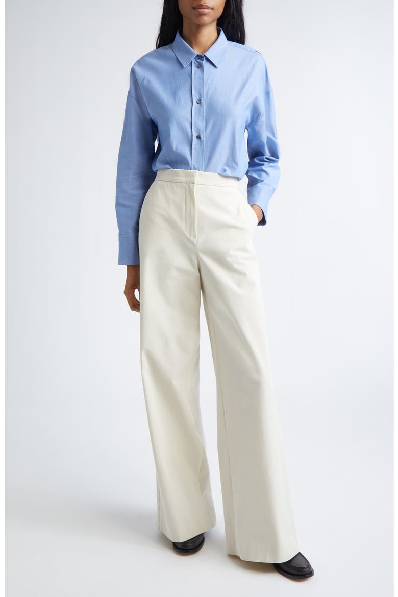 Adele Cotton Button-Up Shirt, Main, color, CORNFLOWER BLUE