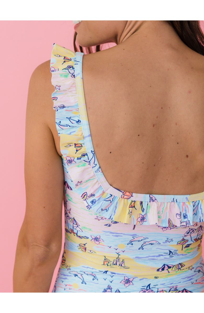 RuffleButts UPF50+ Women's Ruffle One Piece Swimsuit, Alternate, color, Beach Day