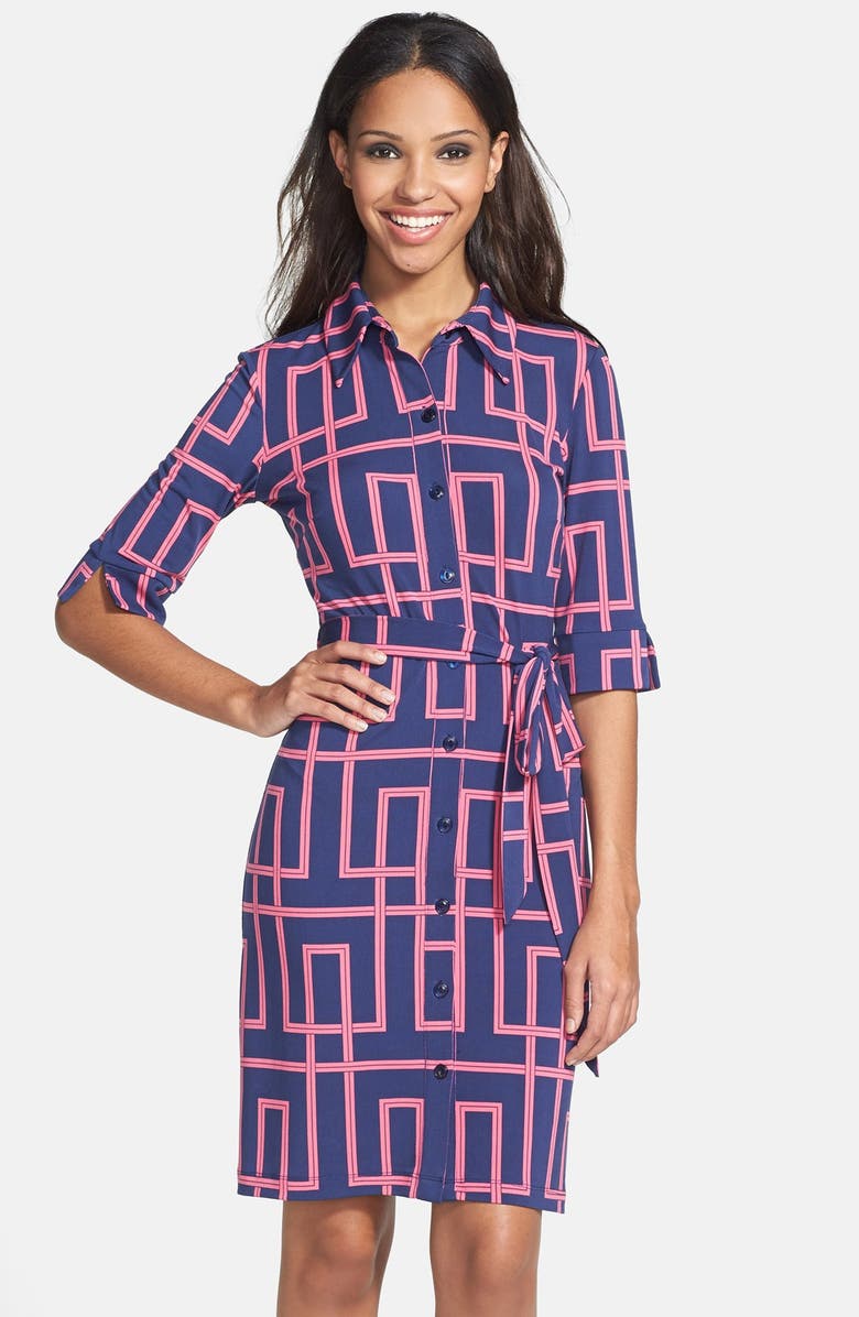 Maggy London Print Jersey Shirtdress, Main, color,