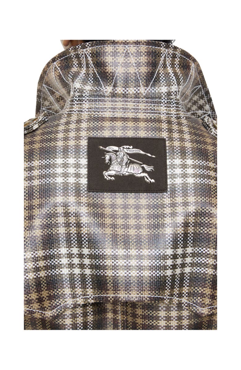 Burberry Long Check Coated Raffia-effect Foxfield Trench Coat, Alternate, color, Chalk White/Truffle Brown