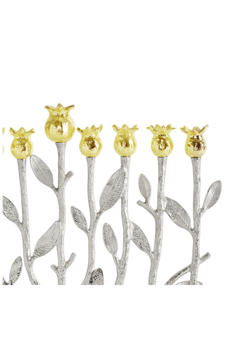 Pomegranate Menorah, Alternate, color, GOLD/ SILVER