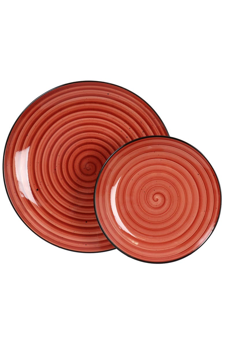 Elama Gia 24 Piece Round Stoneware Dinnerware Set, Alternate, color, White