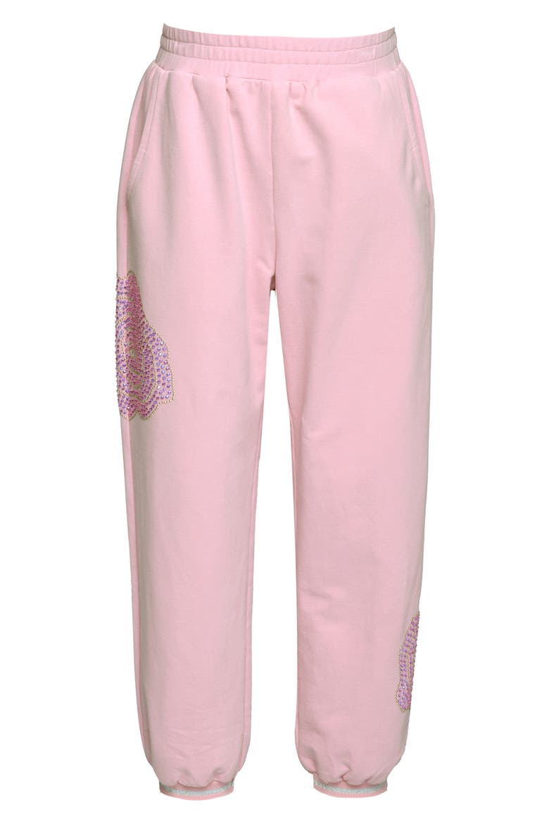 Kids' Rhinestone Rose Jogger Pants, Main, color, PINK