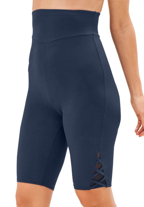 Swim 365 Lattice-detailed High-waist Bike Short In Blue