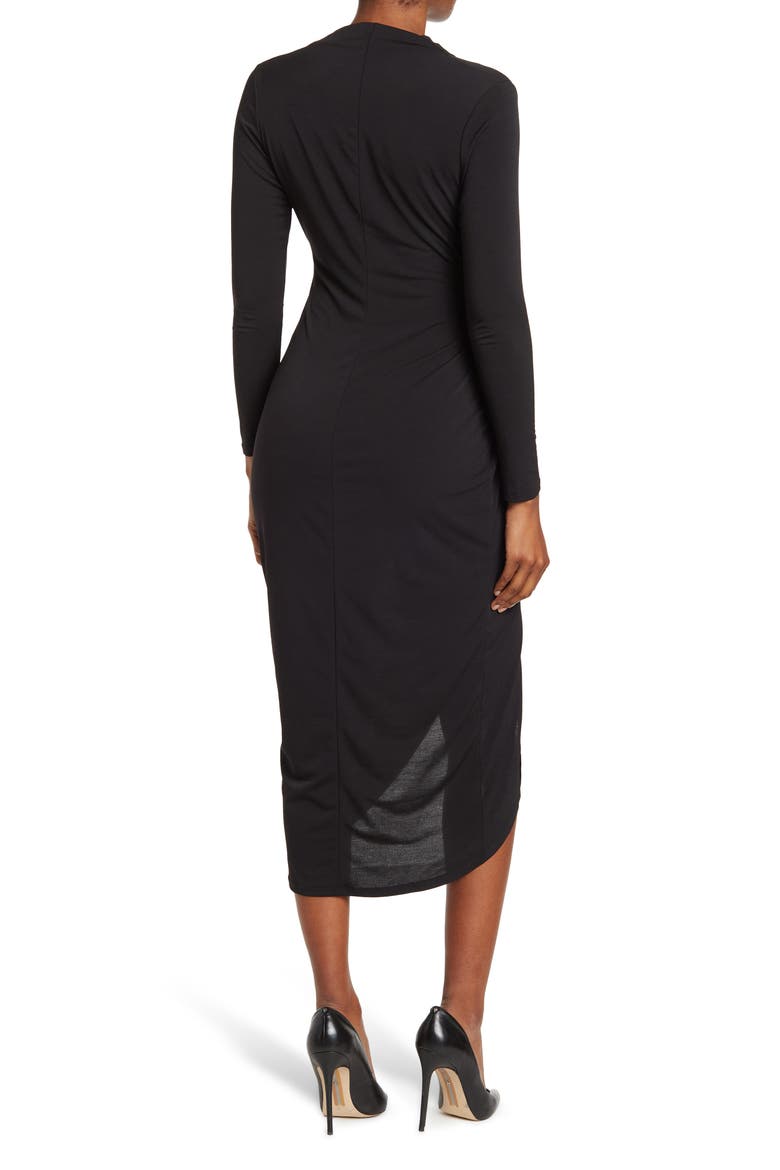 Long Sleeve Asymmetrical Dress, Alternate, color, BLACK