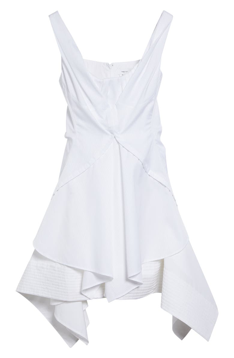 McQueen Deconstructed Cotton Poplin Minidress, Main, color, Opticalwhite