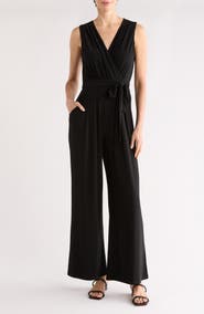 Vince Camuto Faux Wrap Wide Leg Jumpsuit