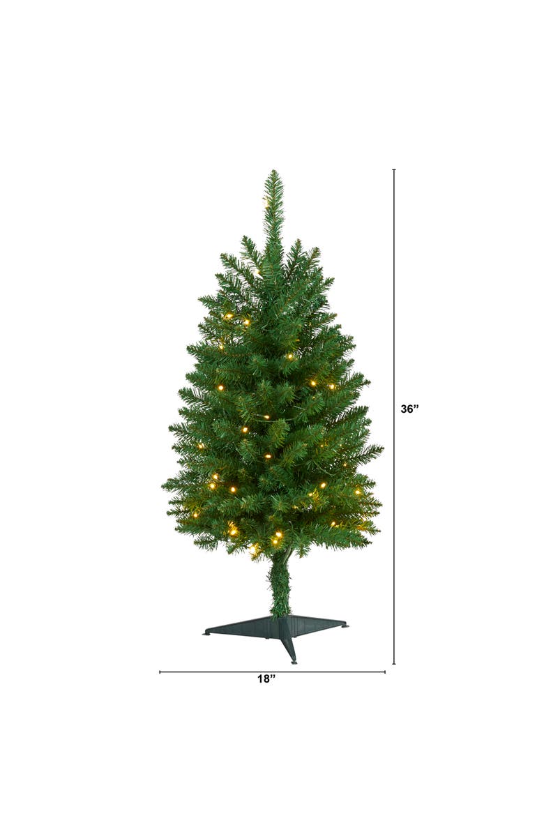 NEARLY NATURAL 3-ft Slim Green Mountain Pine Artificial Christmas Tree with 50 Clear LED Lights, Alternate, color, Green