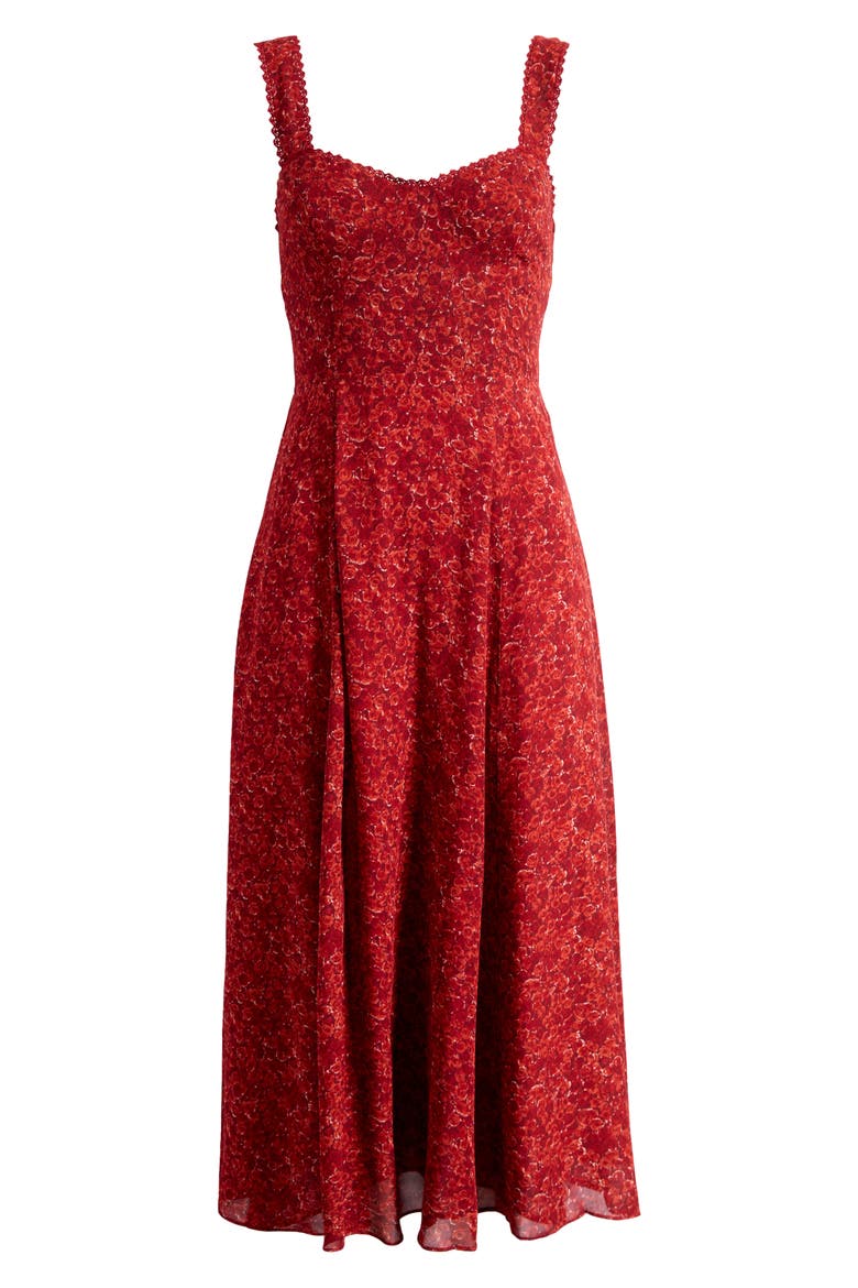 Lela Floral Print Midi Dress, Alternate, color, ROSEANNE
