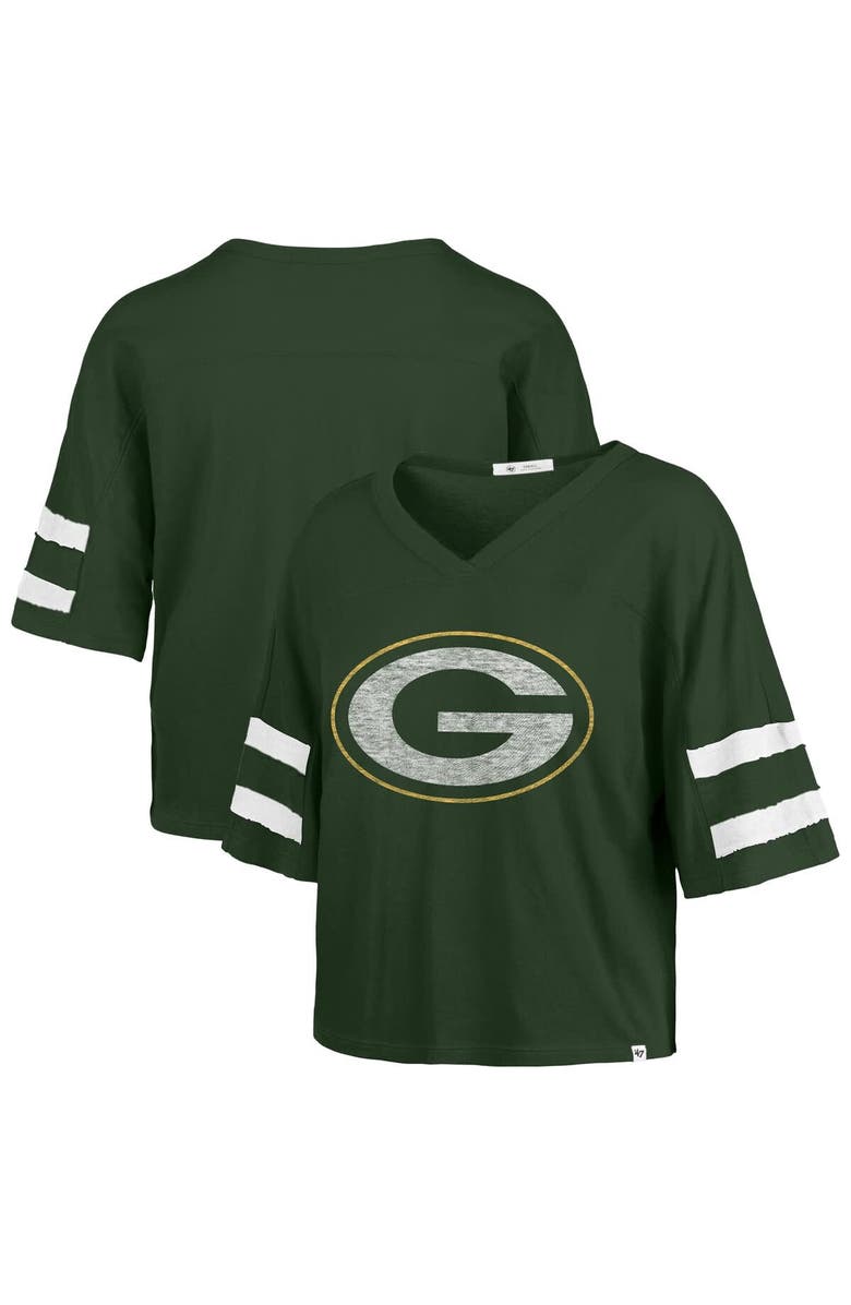 '47 Women's '47 Green Green Bay Packers Premier Scout Cropped V-Neck T-Shirt, Main, color, Green