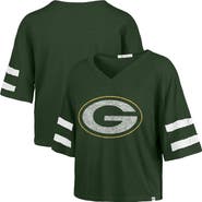 '47 Women's '47 Green Green Bay Packers Premier Scout Cropped V-Neck T-Shirt
