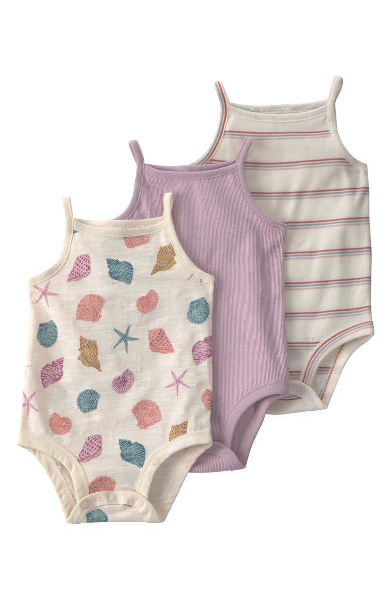 Little Planet Assorted 3-Pack Bodysuits, Main, color, Multi Seashell