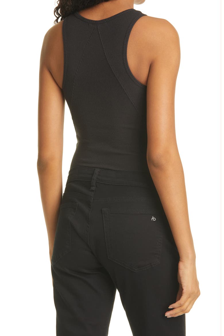 The Essential Ribbed Tank, Alternate, color, BLACK