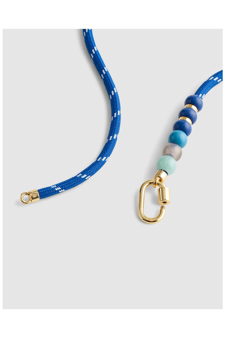 Semiprecious Beaded Carabiner Paracord Necklace, Alternate, color, RETRO BLUE