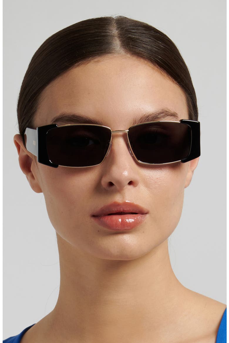 57mm Rectangular Sunglasses, Alternate, color, BLACK GOLD/ GREY