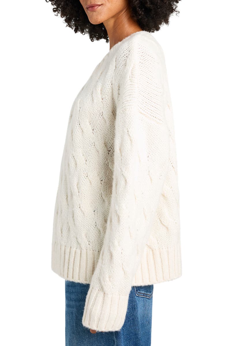 Splendid Maeve Cable Knit Sweater, Alternate, color, Snow