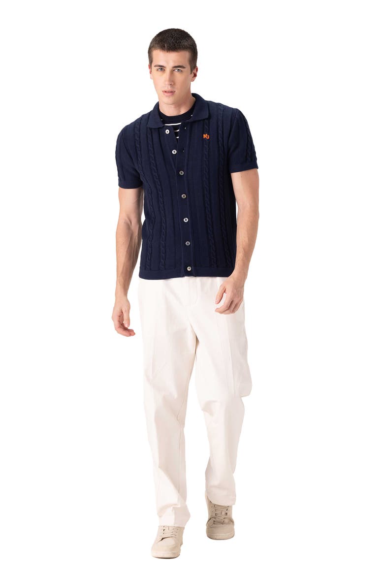 Men's JC Polo Cable-Knit Sweater, Alternate, color, Navy