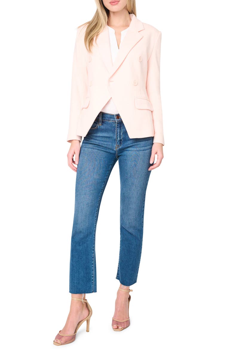 Double Breasted Cotton Blend Blazer, Alternate, color, PEARL BLUSH