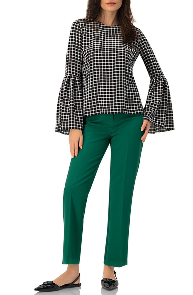 IVONNE Check Blouse with Puffed Sleeves, Alternate, color, Black