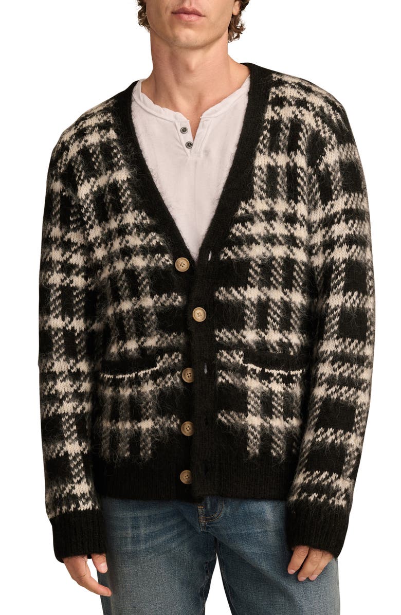Lucky Brand Oversize Plaid Brushed Cardigan, Main, color, 