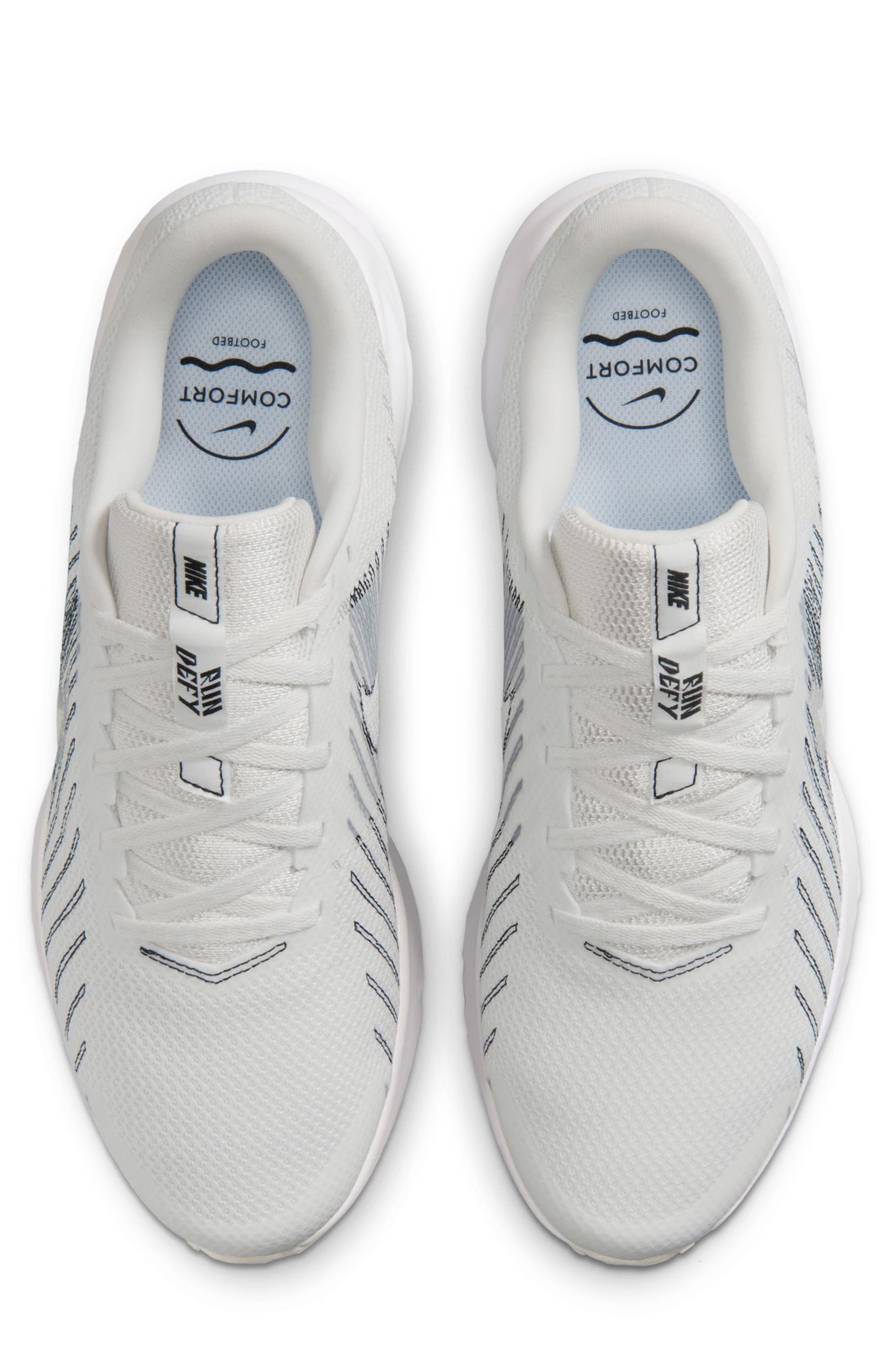 Run Defy Running Shoe, Alternate, color, SUMMIT WHITE/ METALLIC SILVER