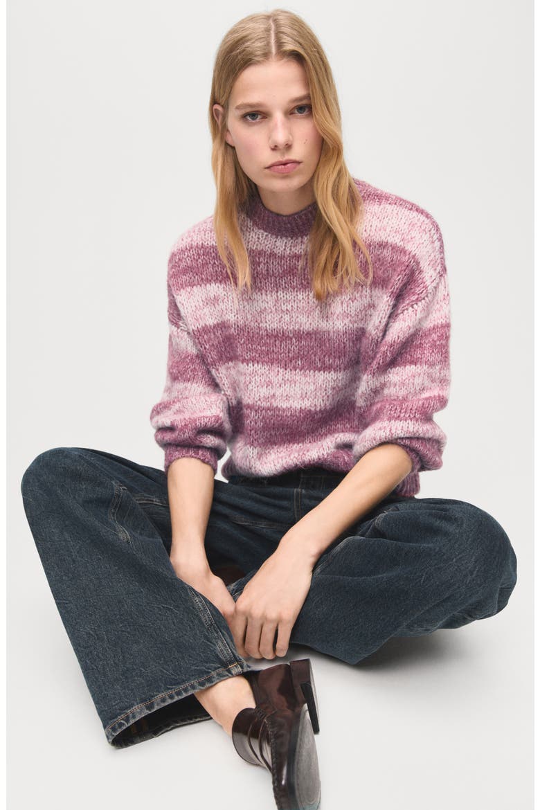 Stripe Oversize Sweater, Alternate, color, PASTEL PINK
