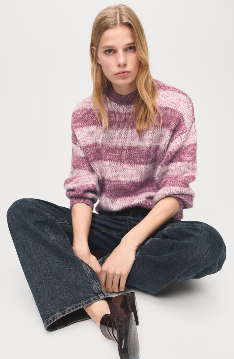 MANGO Stripe Oversize Sweater, Alternate, color, Pastel Pink