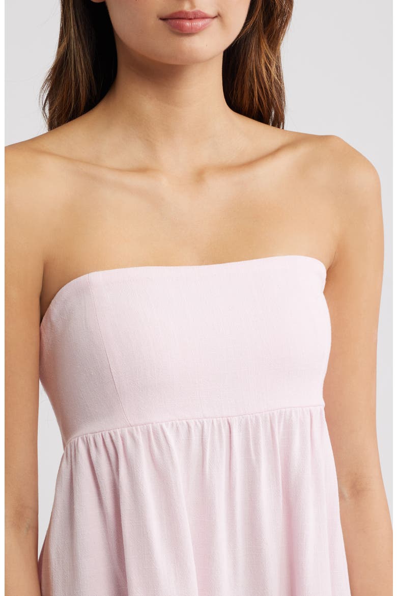 Tie Back Strapless Babydoll Dress, Alternate, color, LIGHT PINK