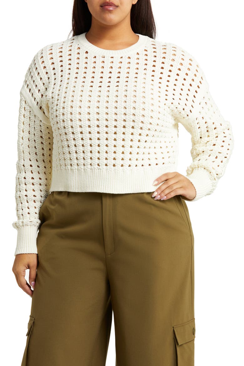 Open Stitch Sweater, Main, color, IVORY