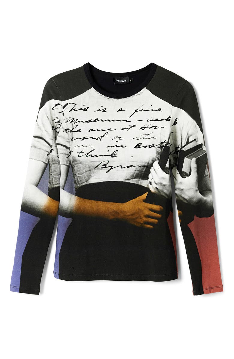 Desigual Martina Long Sleeve Graphic T-Shirt, Alternate, color, Black