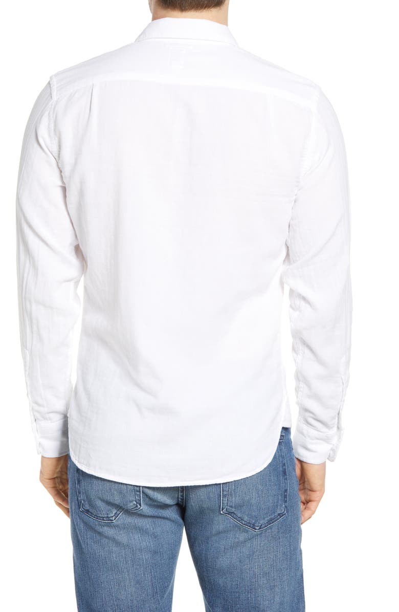 HIROSHI KATO The Ripper Organic Cotton Gauze Button-Up Shirt, Alternate, color, White