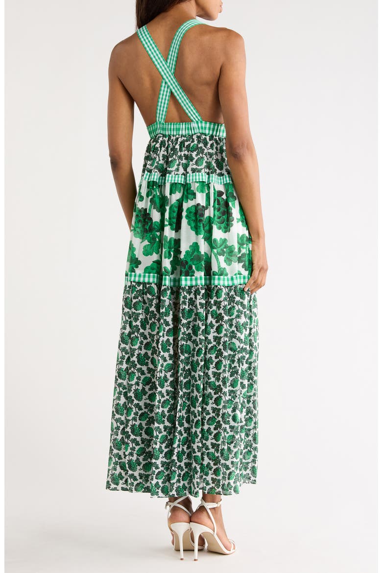 Josephine Cotton & Silk Blend Maxi Sundress, Alternate, color, BERRIES INDIAN GREEN MIX