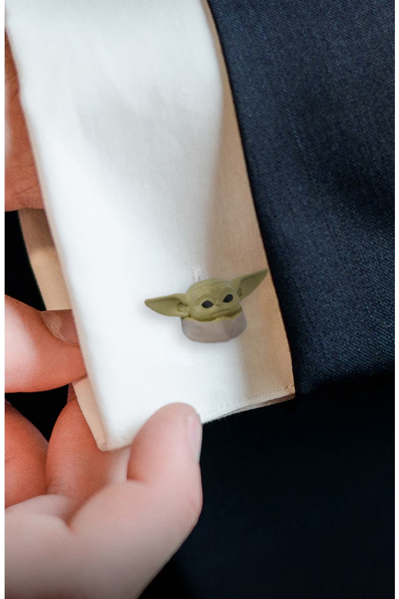 3D Grogu Cuff Links, Alternate, color, GREEN