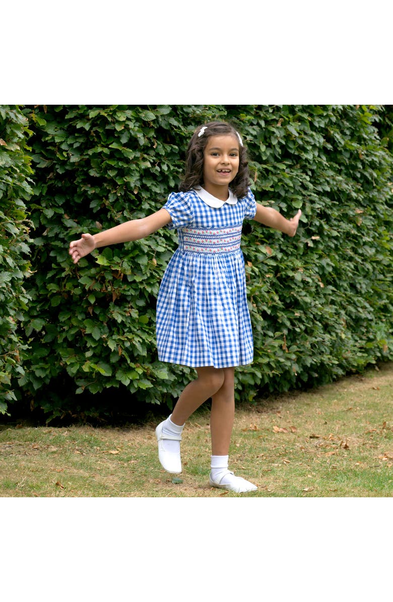Rachel Riley Daisy Check Smocked Dress, Alternate, color,