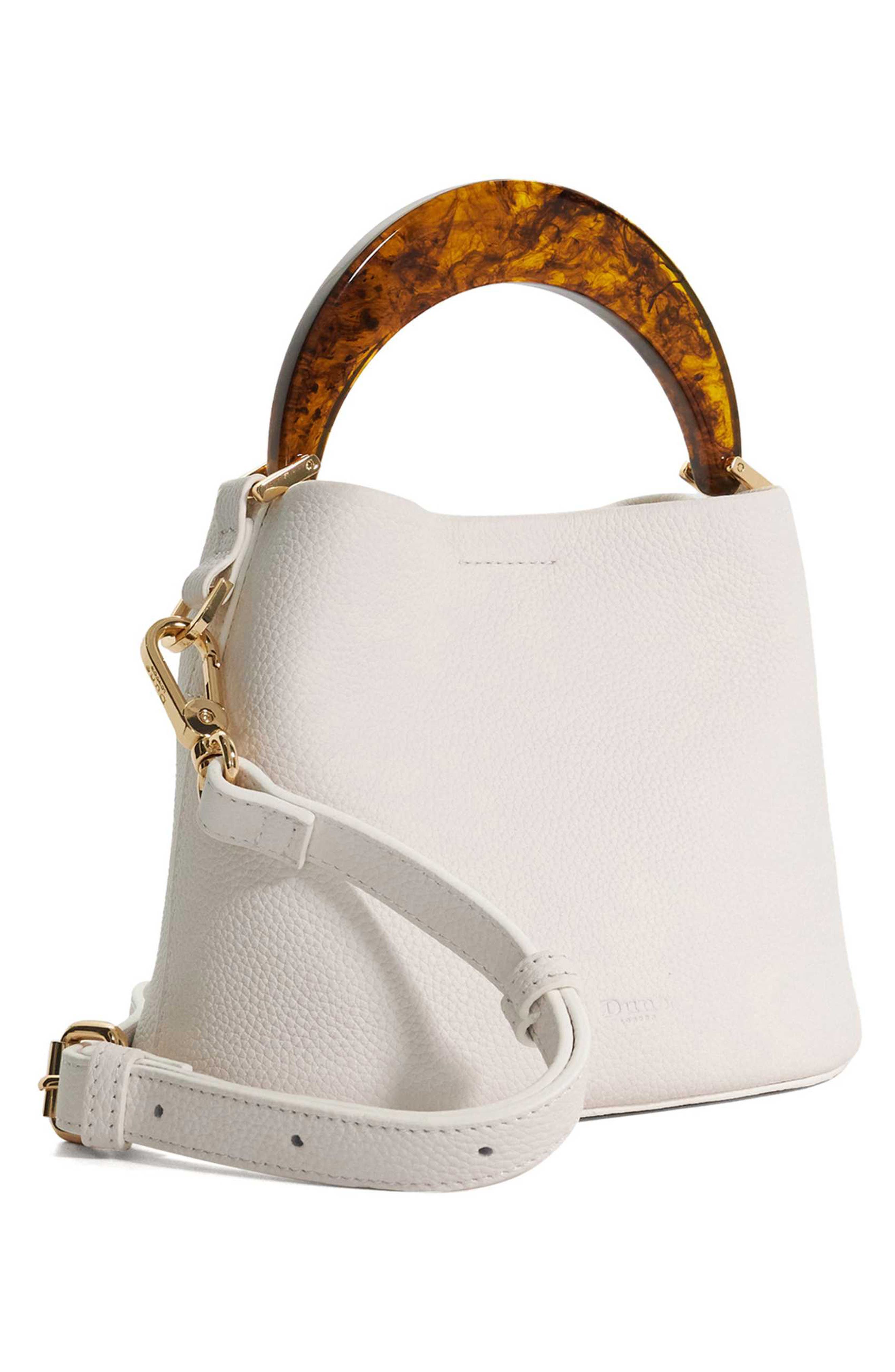 Dune London Dharla Leather Top Handle Bag, Alternate, color, White