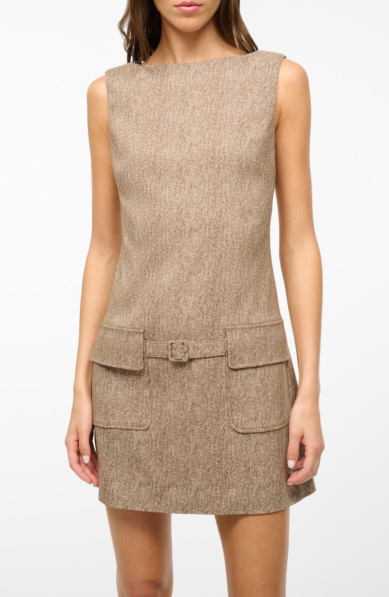 STAUD Sheila Sleeveless Herringbone Minidress, Alternate, color, 