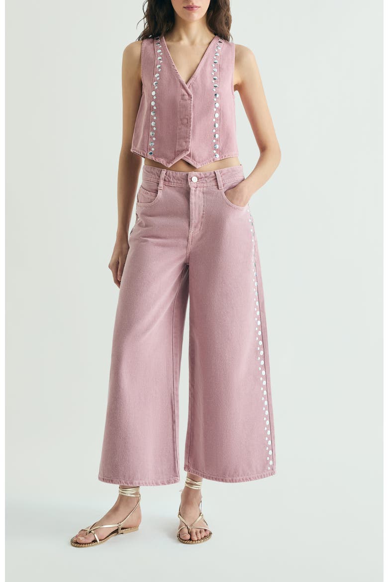 Denim Studs Vest, Alternate, color, LightPink