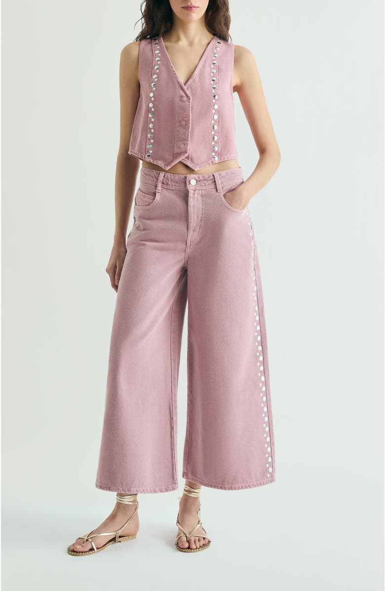 Scalpers Denim Studs Vest, Alternate, color, Lightpink