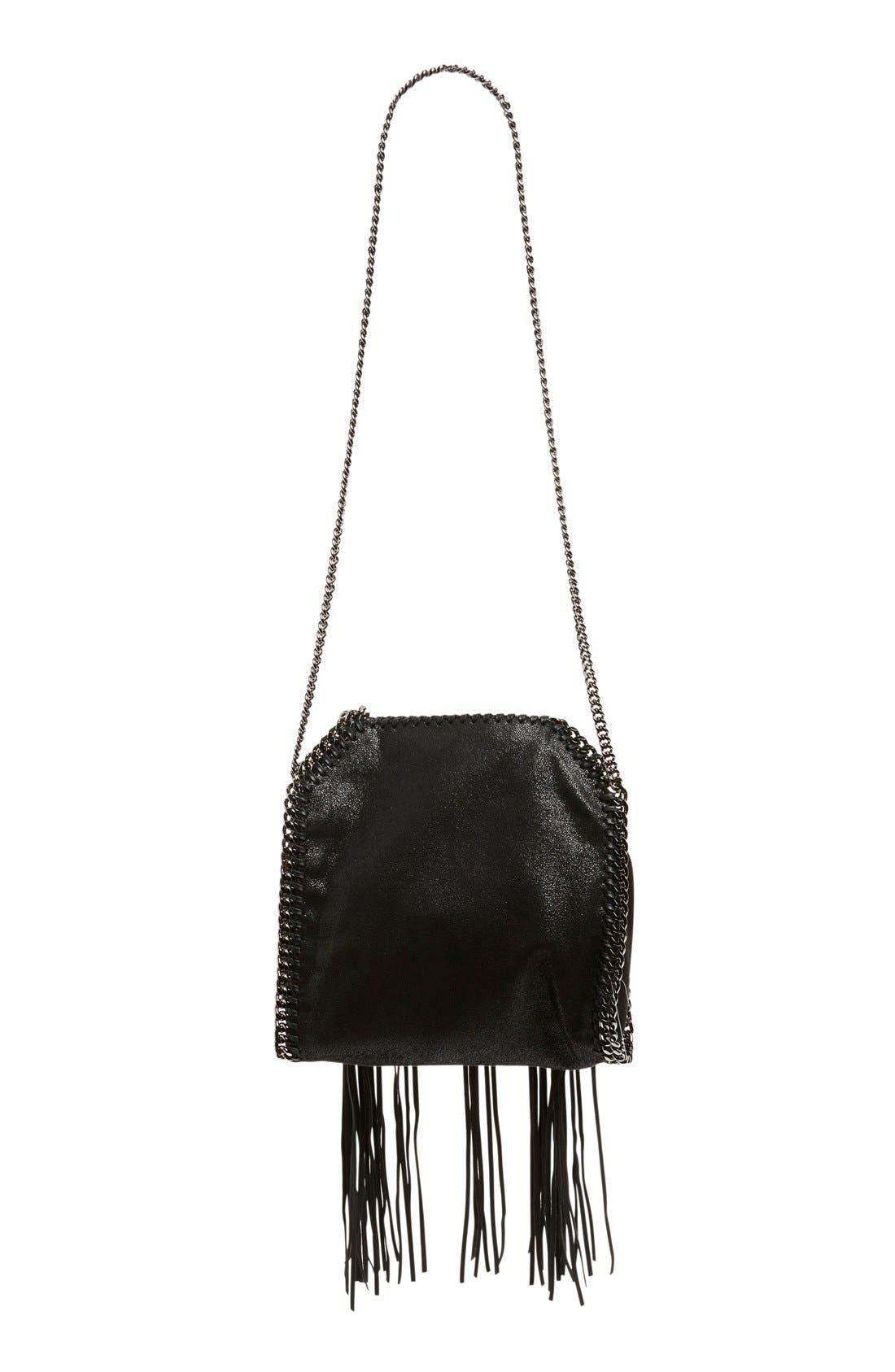 Stella McCartney 'Mini Falabella' Fringe Faux Leather Tote, Alternate, color, 